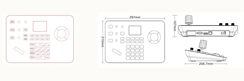 RS232 Visca Keyboard Controller for IP PTZ Video Conferencing Camera