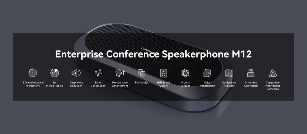 Leaderhub USB Speakerphone Wireless Conference Microphone Zoom Meeting Speakerphone Video Conference Speaker with Mic