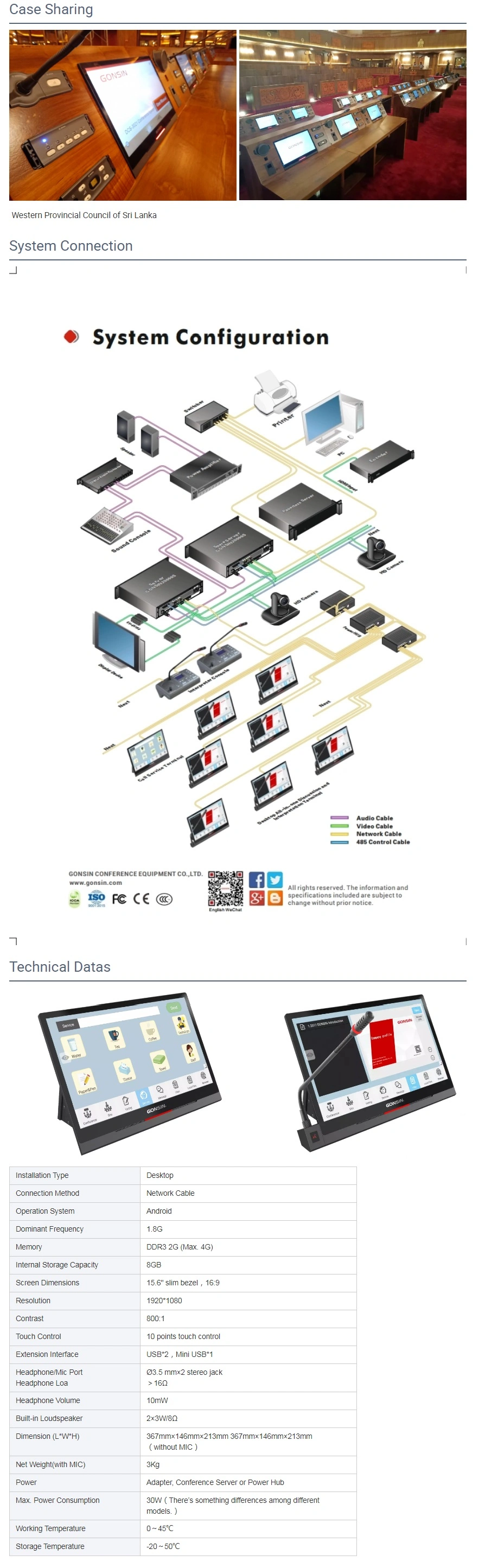 Paperless Conference Camera System Microphone Motorized Monitor Lift Conference System with 32 Channels Translation Equipment